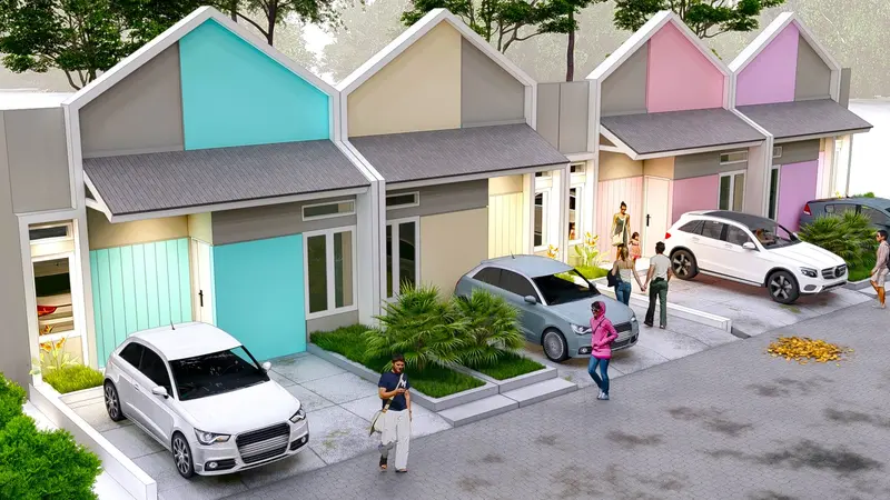 Ilustrasi tampak sudut rumah Esa de Pastel